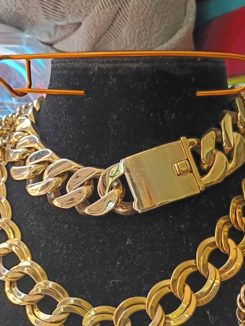 Gold Tone Chunky Cuban Link Necklace - Brand Not Visible